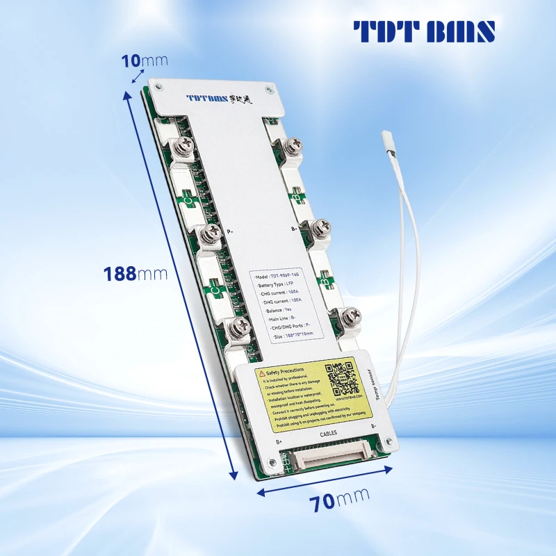 TDT BMS Lifepo4 12S 36V 13S 14S 15S 48V 16S 60V Li-Ion 18650 Battery Packs management system  50A 100A 150A 200A with balancer