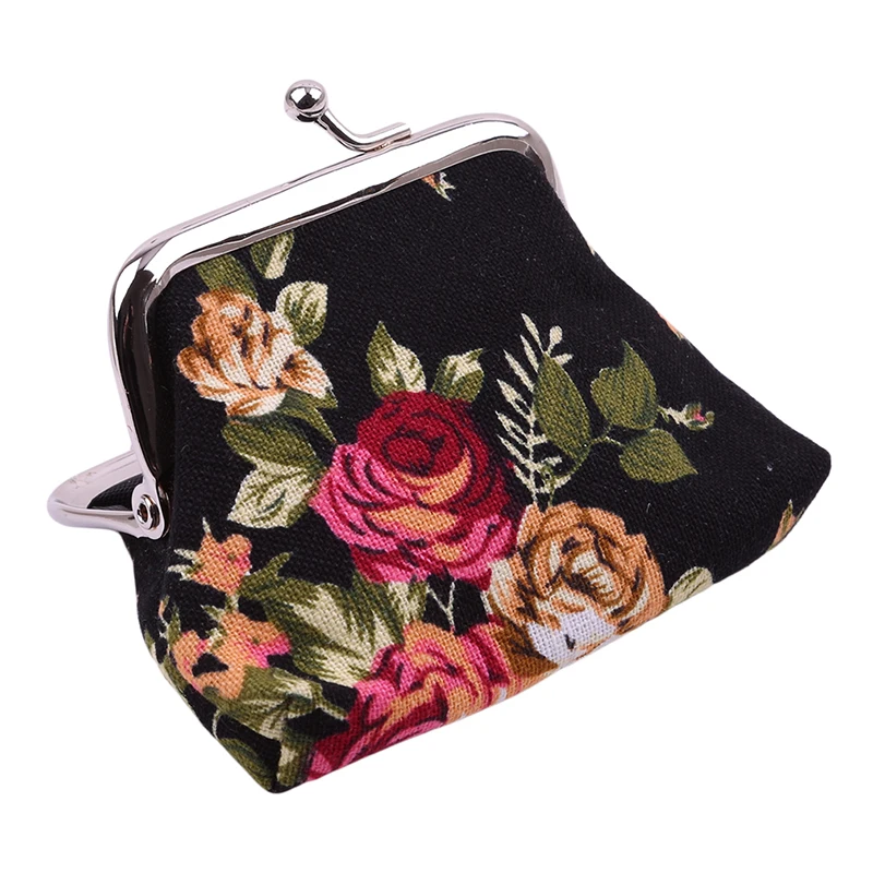 Monedero con broche para mujer, cartera pequeña Retro para mujer, bolso de mano de moda con flores Vintage, bolso de dinero, regalo de flores buenas, 2022