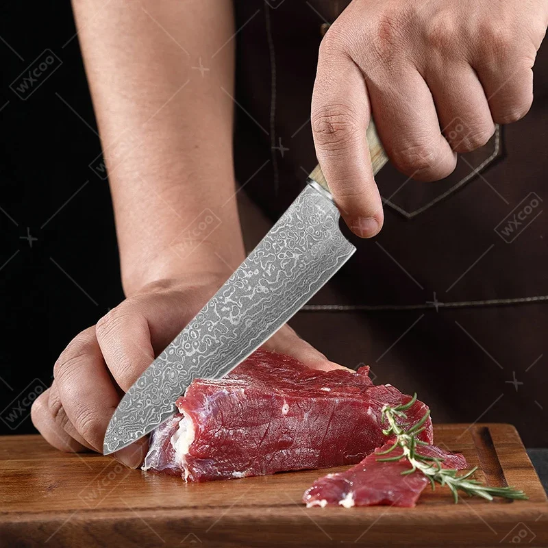 WXCOO High Carbon Kitchen Knives Set Forged Japanese Chef\'s Knives Damascus Steel Boning Knife Sharp Meat Cleaver Fruit Peeler