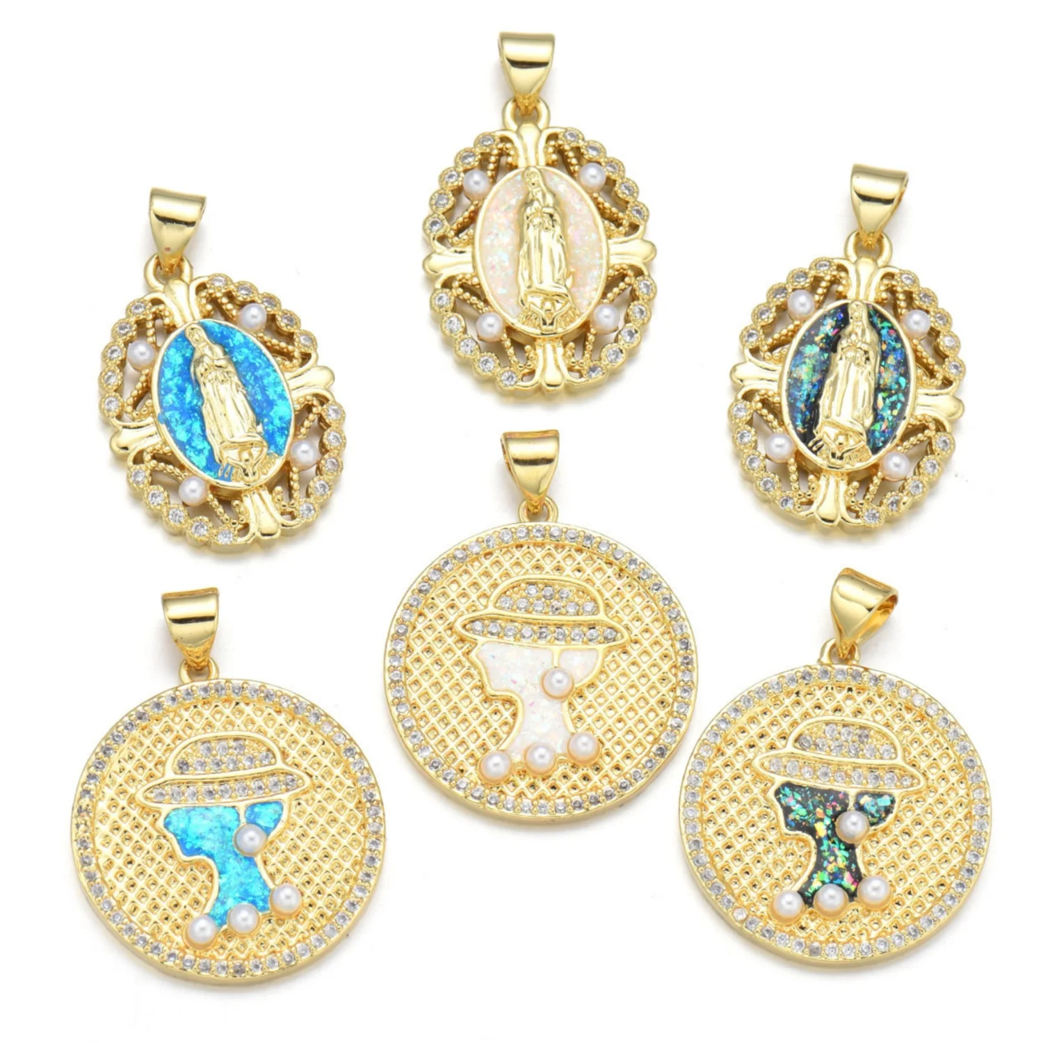 5 Pieces European and American Aobao Virgin Portrait Pendant Accessories DIY Pearl Necklace Jewelry Making Materials Wholesale