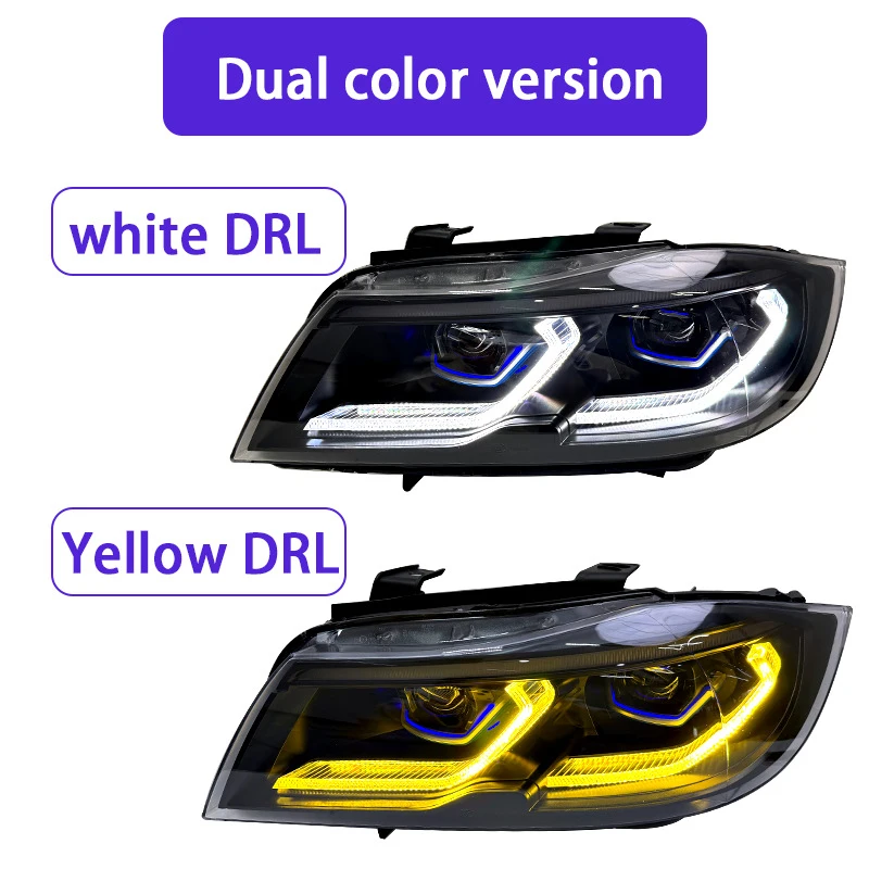 Conjunto de Faros Delanteros Modificados con Lente LED y Luz Diurna Direccional para BMW Serie 3 E90 2005-2012
