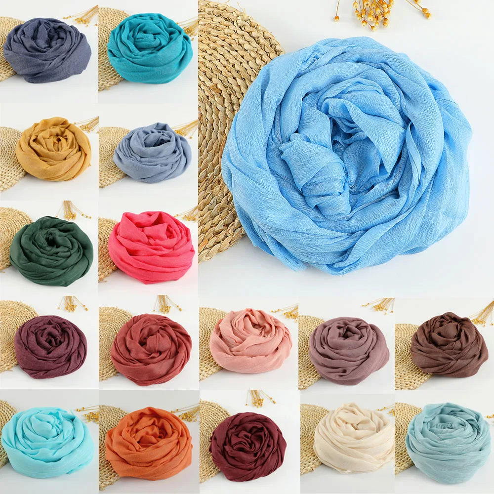 

190*100 Fashion Soft Solid Women Linen Cotton Tassel Scarf Summer Travel Sunscreen Long Shawl Elegant Hijab Lady Foulard Scarves