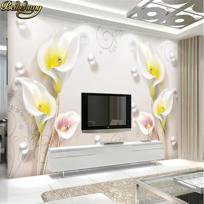 custom large 3d mural wallpaper for living room tv background wall paper roll Planta diamonds flowers wallpaper for wall 3d
