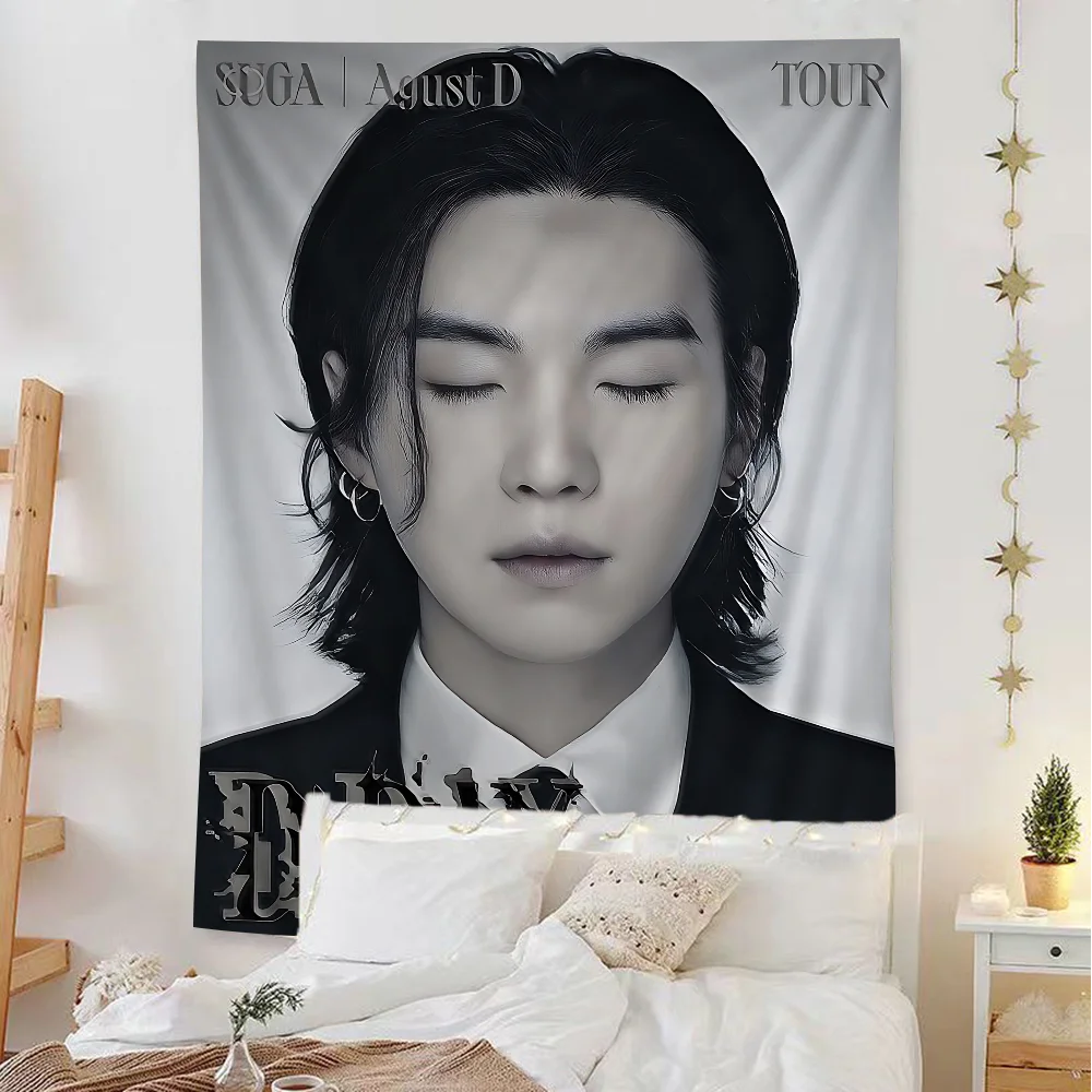 S-Suga Kpop A-Agust D مطبوعة كبيرة قماش مزخرف جداري رخيصة الهبي الجدار الشنق البوهيمي جدار المفروشات ماندالا INS ديكور المنزل #3