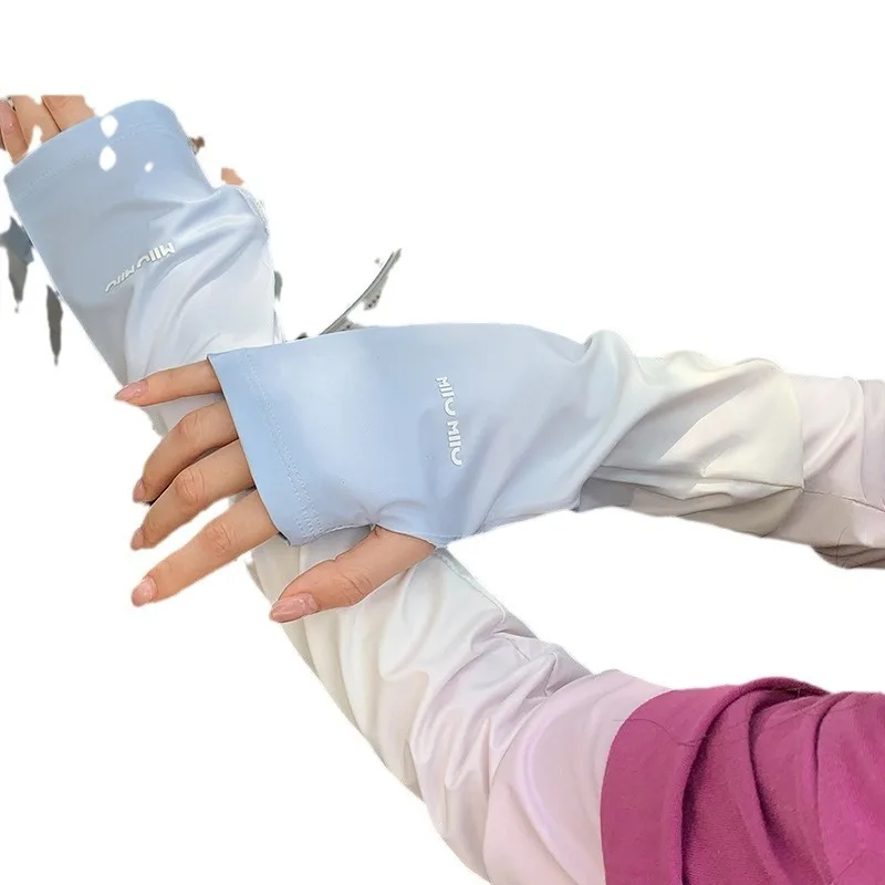 أغطية أكمام فضفاضة من الحرير الجليدي للسيدات بألوان متدرجة للحماية من الشمس أغطية ذراع صيفية عصرية فضفاضة بأكمام ثلجية