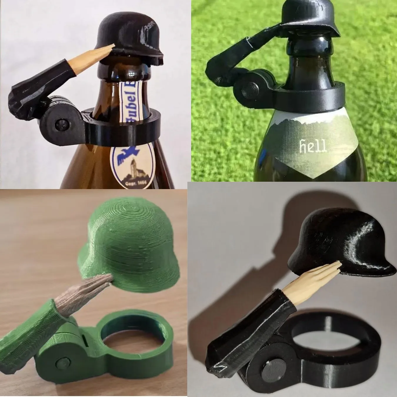 1 pçs 3d impresso engraçado soldado saudação garrafa de cerveja capacete artesanato tampas de garrafa de cerveja poucos repetições sem amassados enorme variedade de tampas sortidas