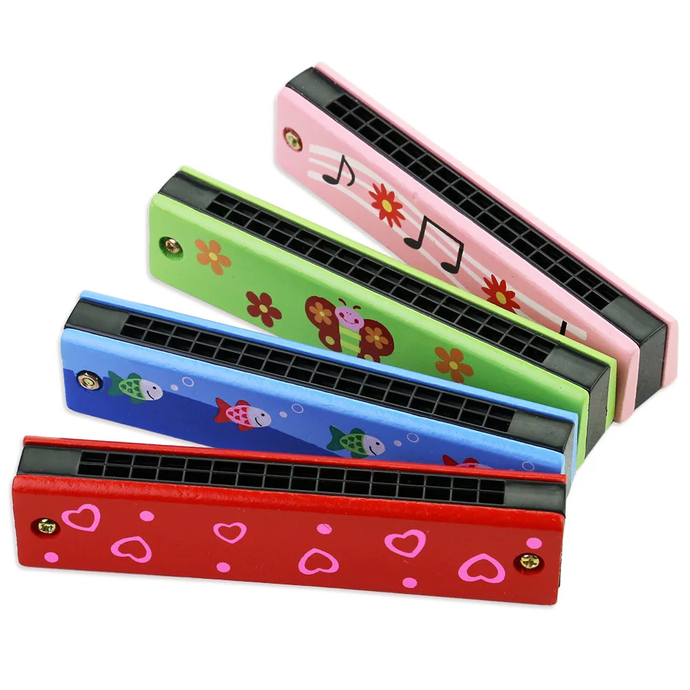 Children's Harmonica Creative Music Teaching Aids for Beginners To Learn Playing Instruments -16 Hole Wooden Harmonica