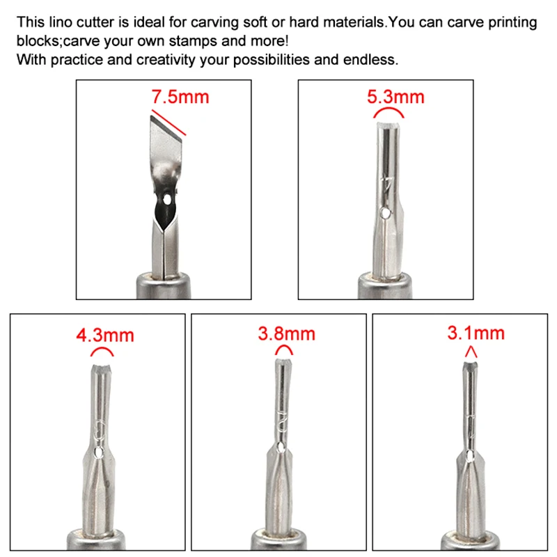 Printmaking Creative Carving Tool DIY 5 Blade Set Professional Art Wooden Handle Carving Knife Cutting Seal Engrave Accessories