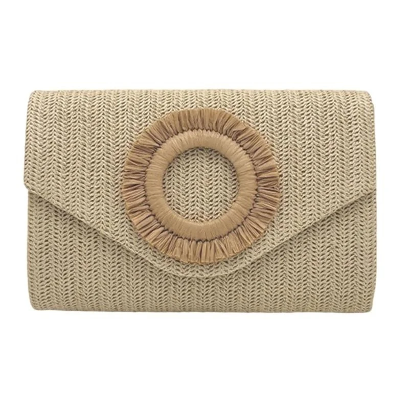 

652F Straw Clutch Handbags for Women Girls Evening Clutch Purse Handbag Straw Shoulder Crossbody Bag Summer Beach Bag Gifts