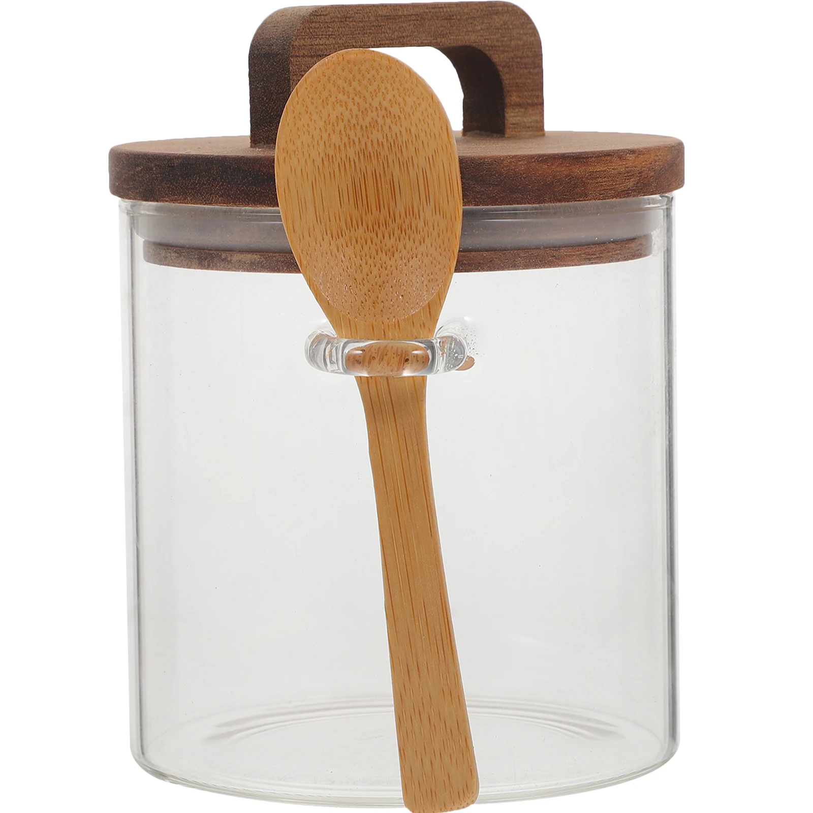 

1 Set Glass Condiment Spice Salt Sugar Storage With Spoon Sealed Coffee Bean Container Tea Jar For Kitchen Camping Restaurant