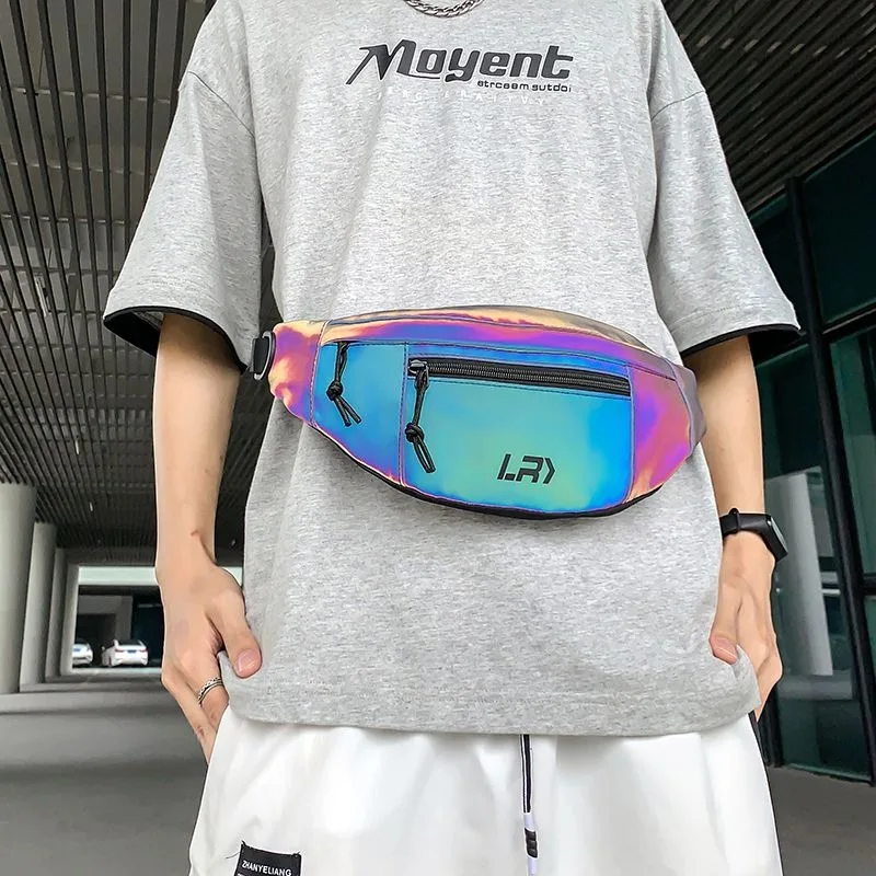 Borsa pettorale riflettente da corsa notturna Borsa a tracolla unisex a tracolla di grande capacità Marsupio da uomo Sport Escursionismo all'aperto Ciclismo Hip Hop