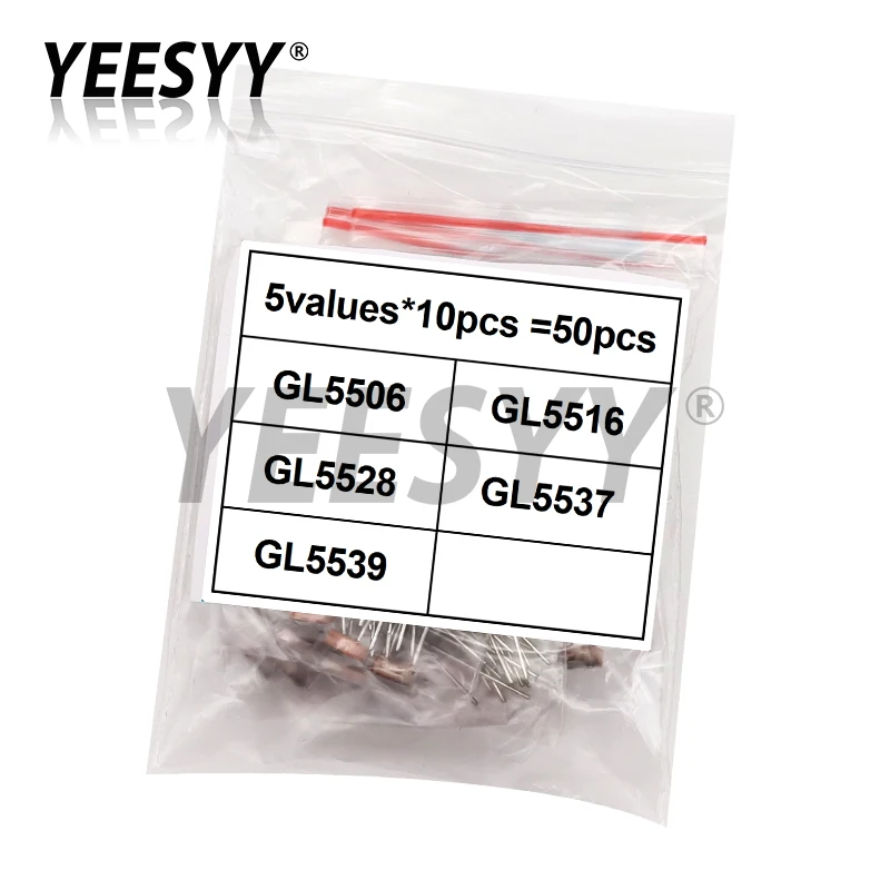 50 stücke (5 Werte * 10 stücke) ldr photo resistor diy kit für 5506 gl5506 gl5516 gl5528 gl5537 gl5539