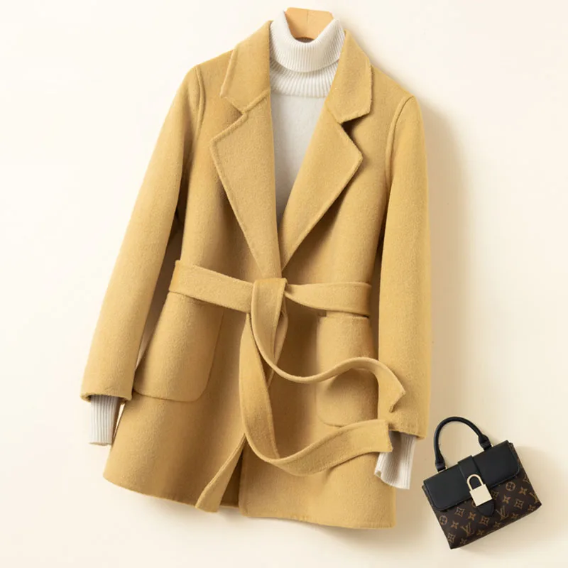 Wool Coat Autumn Winter Double-Sided Cashmere Women's Woolen Coat 2025 New Fashion Women's Short Slim Women's Woolen Coat H533
