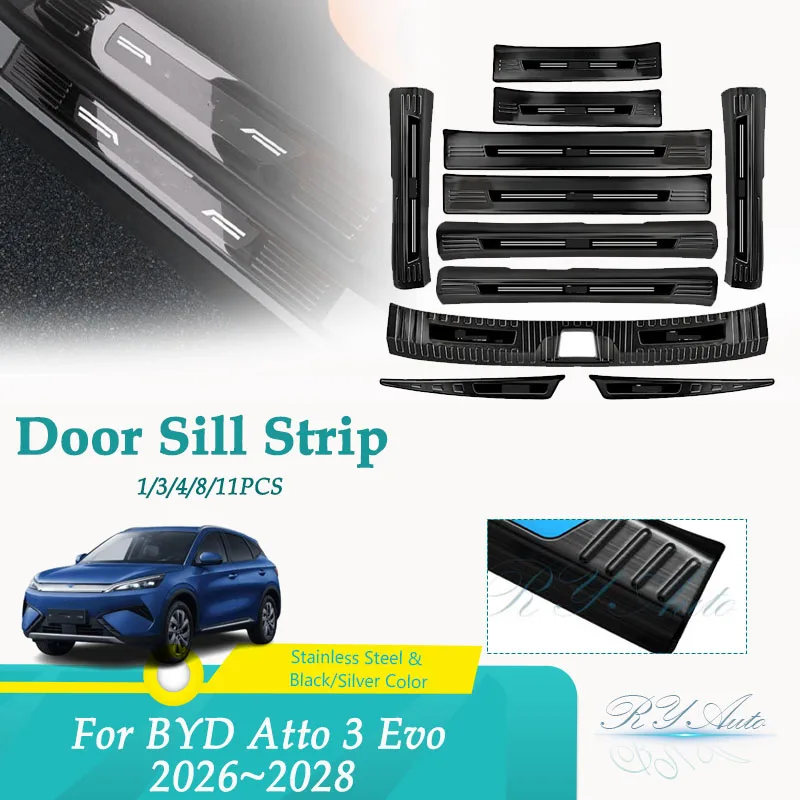 Image of Edelstahl-Einstiegsleisten für BYD Atto 3 Evo SC2E 2026 2027 2028 – Schwellenleisten zum Schutz vor Kratzern und Einstiegsstößen – Auto-Zubehör
