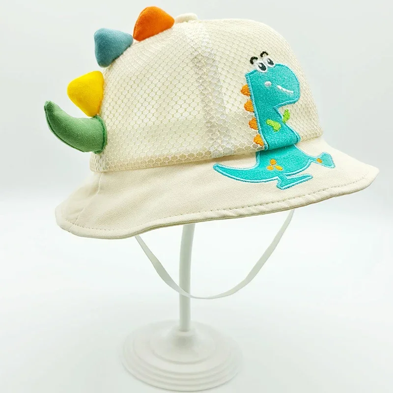 New Cartoon Dinosaur Mesh Breathable Summer Baby Hat for Girls Boys Panama Toddler Beach Sun Cap Outdoor Children Fisherman Hat