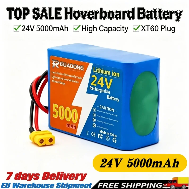Große Kapazität 24V 5000mAh 6S2P 18650 Lithium-Ionen-Akkupack, integrierter Mehrfachschutzschaltkreis mit Überladeschutz, stabile kontinuierliche Stromversorgung, langlebiges, zuverlässiges Ersatzteil