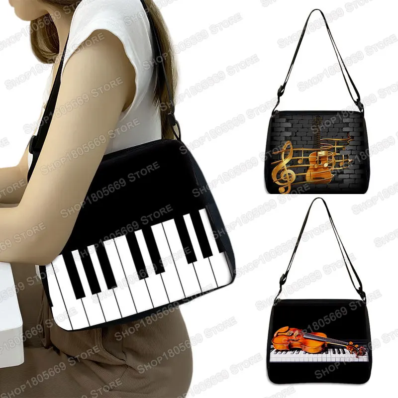 Nuta drukuj torebki damskie przyczynowe torby na ramię gitara fortepianowa torba Crossbody dziewczęca tornister modna torba prezent