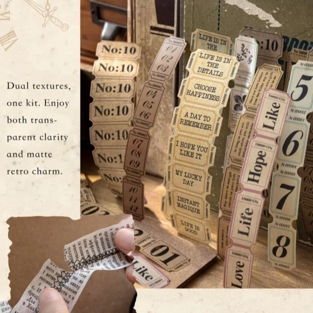 

20pcs/lot Kawaii Style Stationery Stickers Time Stitch Series Long Strip Shape Time Trace Stickers Retro Style Craft Stickers