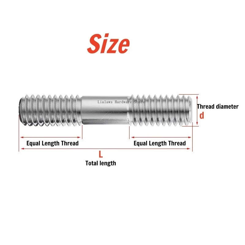 316 A4 Marine Stainless Steel Double End Studs Metric M6 M8 M10 M12 M16 Thread Rod Rust & Corrosion Resistant Industrial Bolt