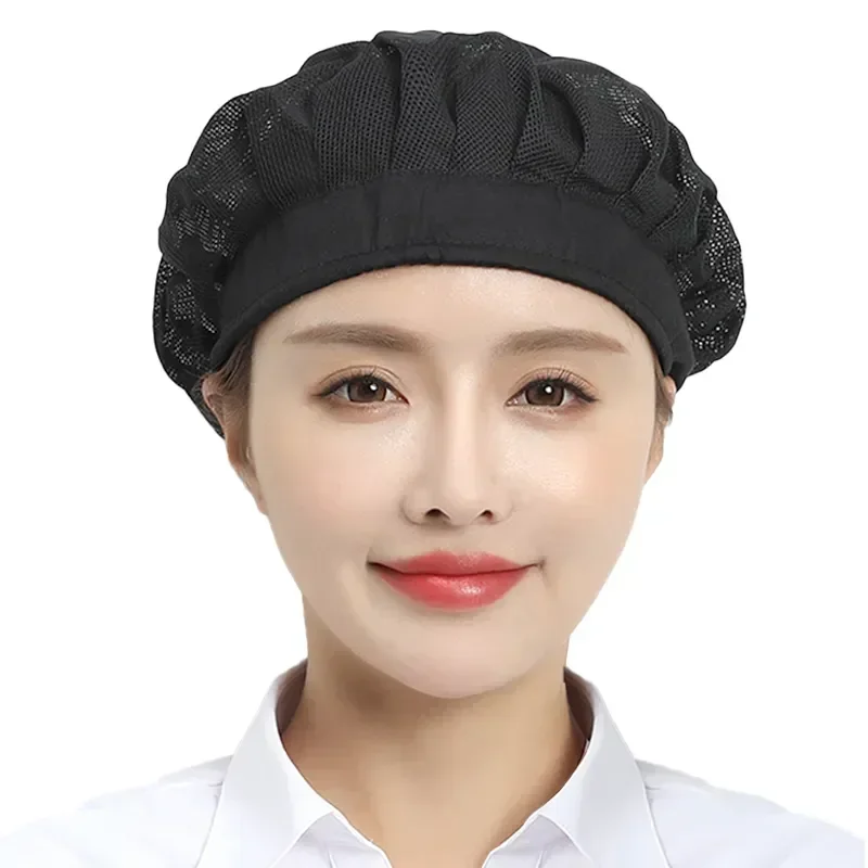 Shop Net Caps Cook Canteen Kitchen Black Bakery Work Service Hats Restaurant Food Breathable Cap Adjustable Baking Hat