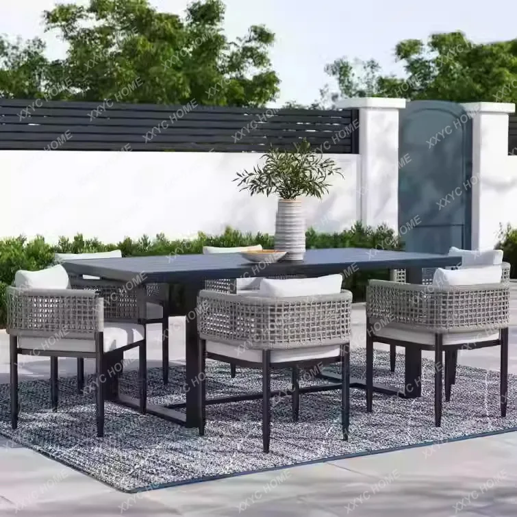 LX  Outdoor sofa villa hotel rattan leisure balcony open-air sofa waterproof coffee table combination