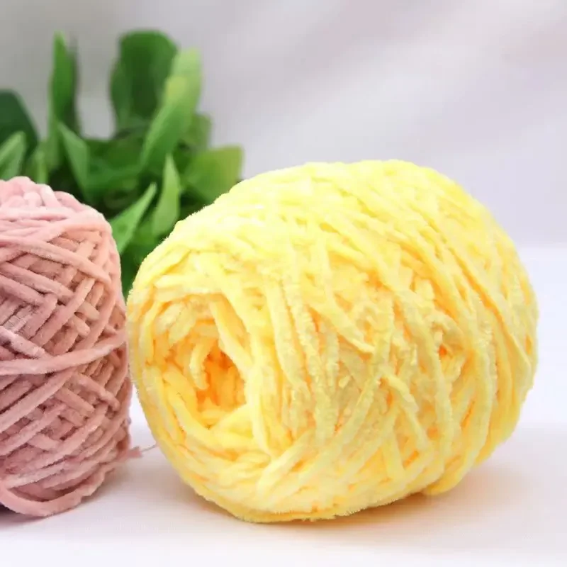 Chenille Wool Ball with Medium Thread, Gold Velvet, Hand-Woven DIY Doll, Crochet Scarf, Sweater, 5PCs