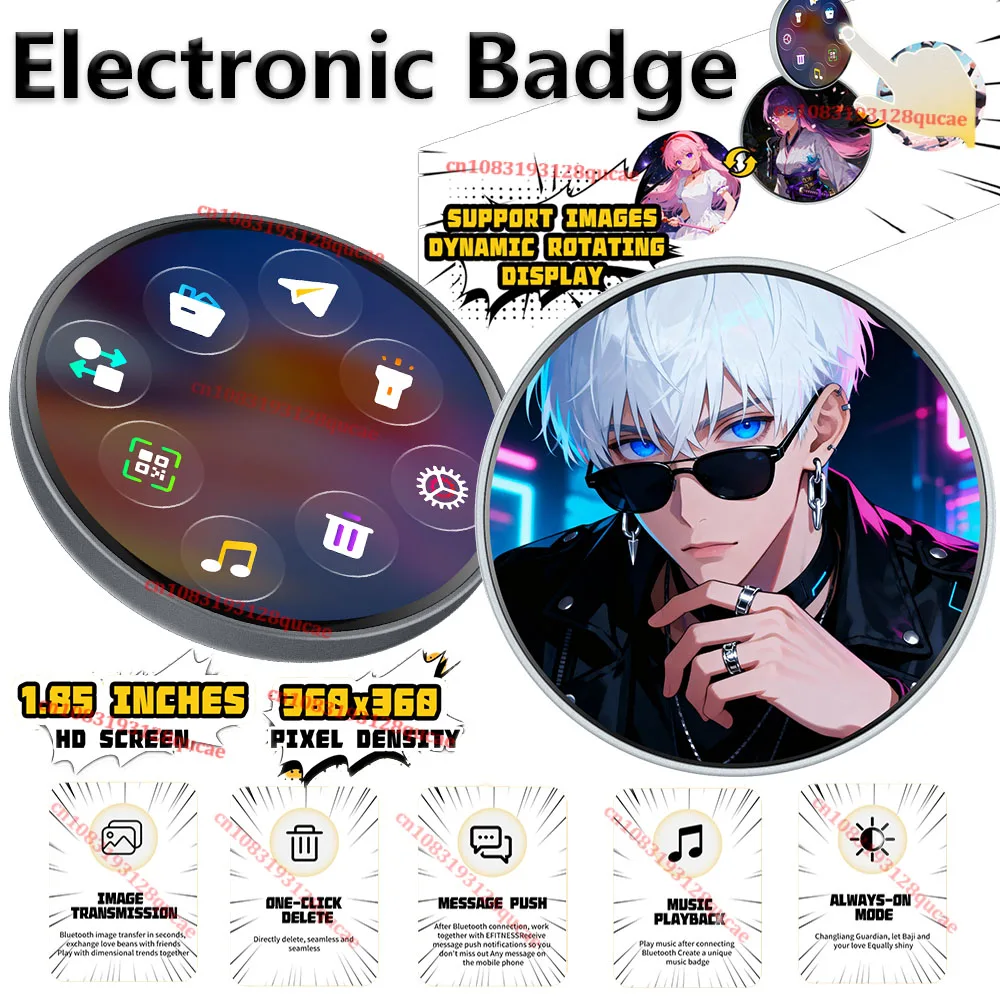 

Электронный значок-дисплей для аниме-фанатов: динамический электронный значок, цифровой дисплей, подарки для отаку, фанатов и друзей.