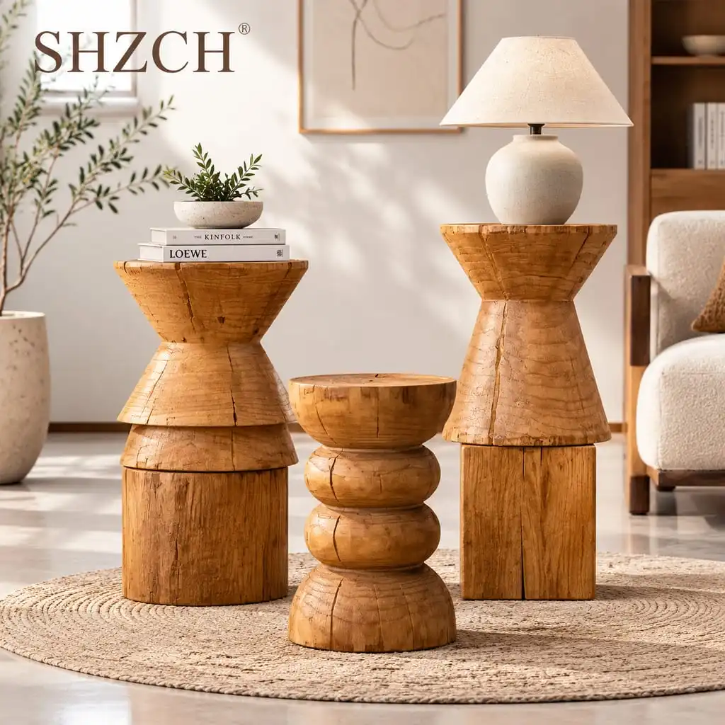 Solid Wood Coffee Tables Natural Stump Stools for Living Room Rustic Round bedside cupboard Hand-Carved Root sofa End Tables