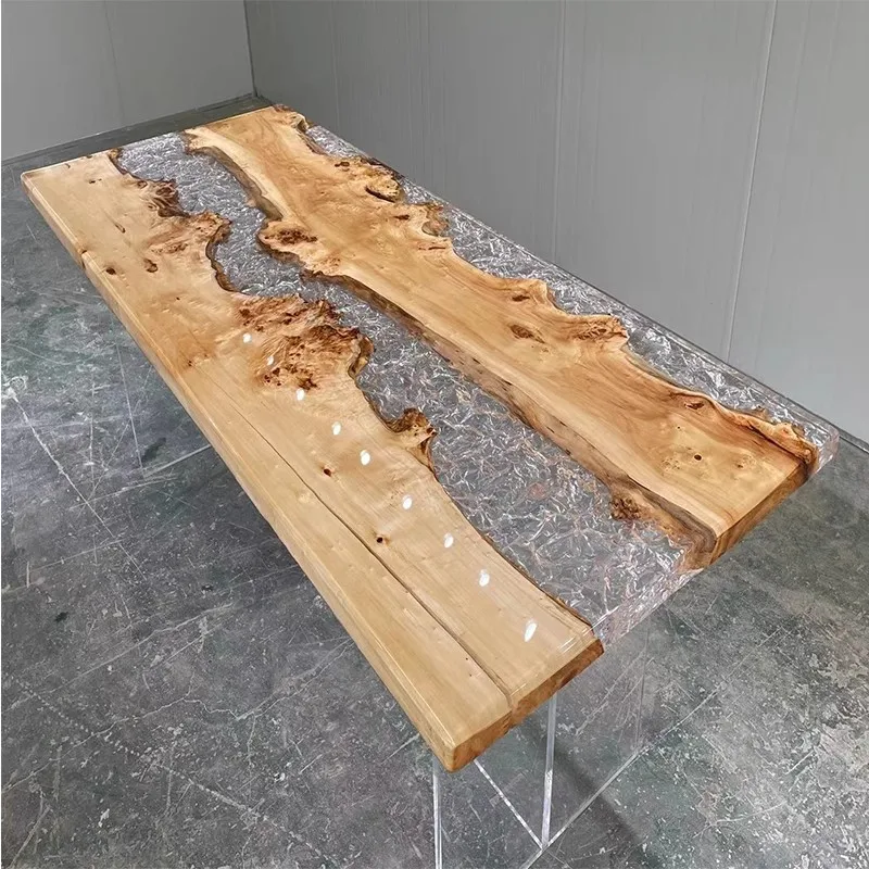 Ice cracked poplar resin tea table river table tea table 220-90-5