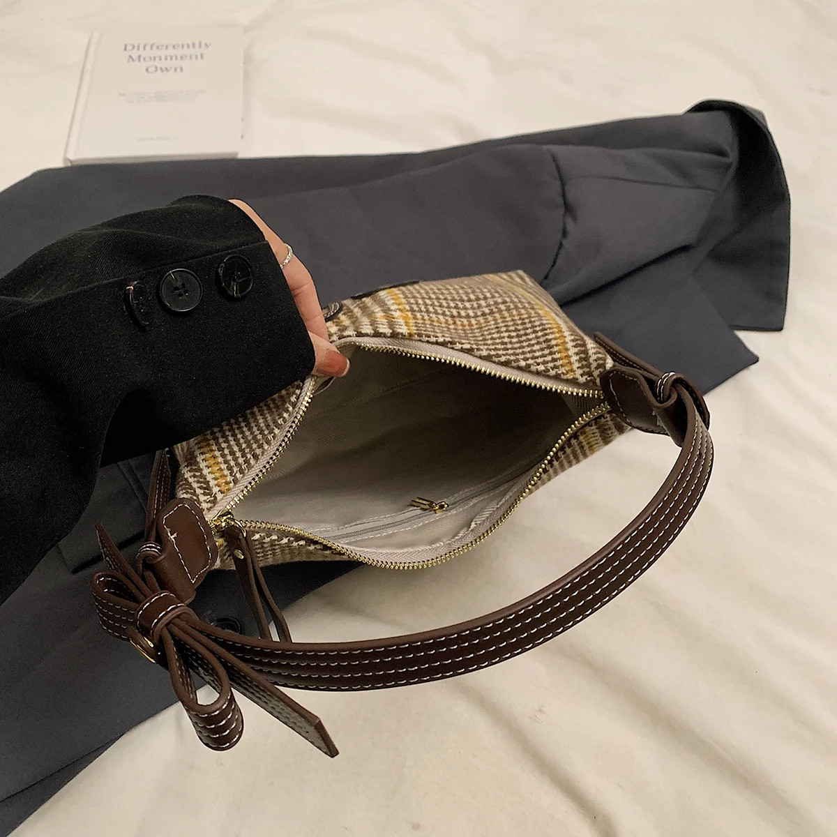 أزياء متعددة الاستخدامات للتسوق في الهواء الطلق تخزين حقائب مربعة صغيرة بسيطة عارضة جديدة المرأة منقوشة واحدة الكتف حقائب كروسبودي #6