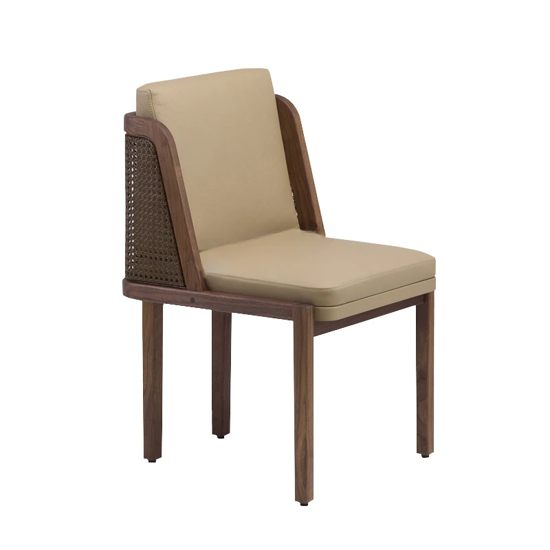 Modern Minimalist Dining Chair Solid Wood Rattan Woven Conference Chair Sales Office Coffee Shop Tea Room Soft Bag Bar Stool