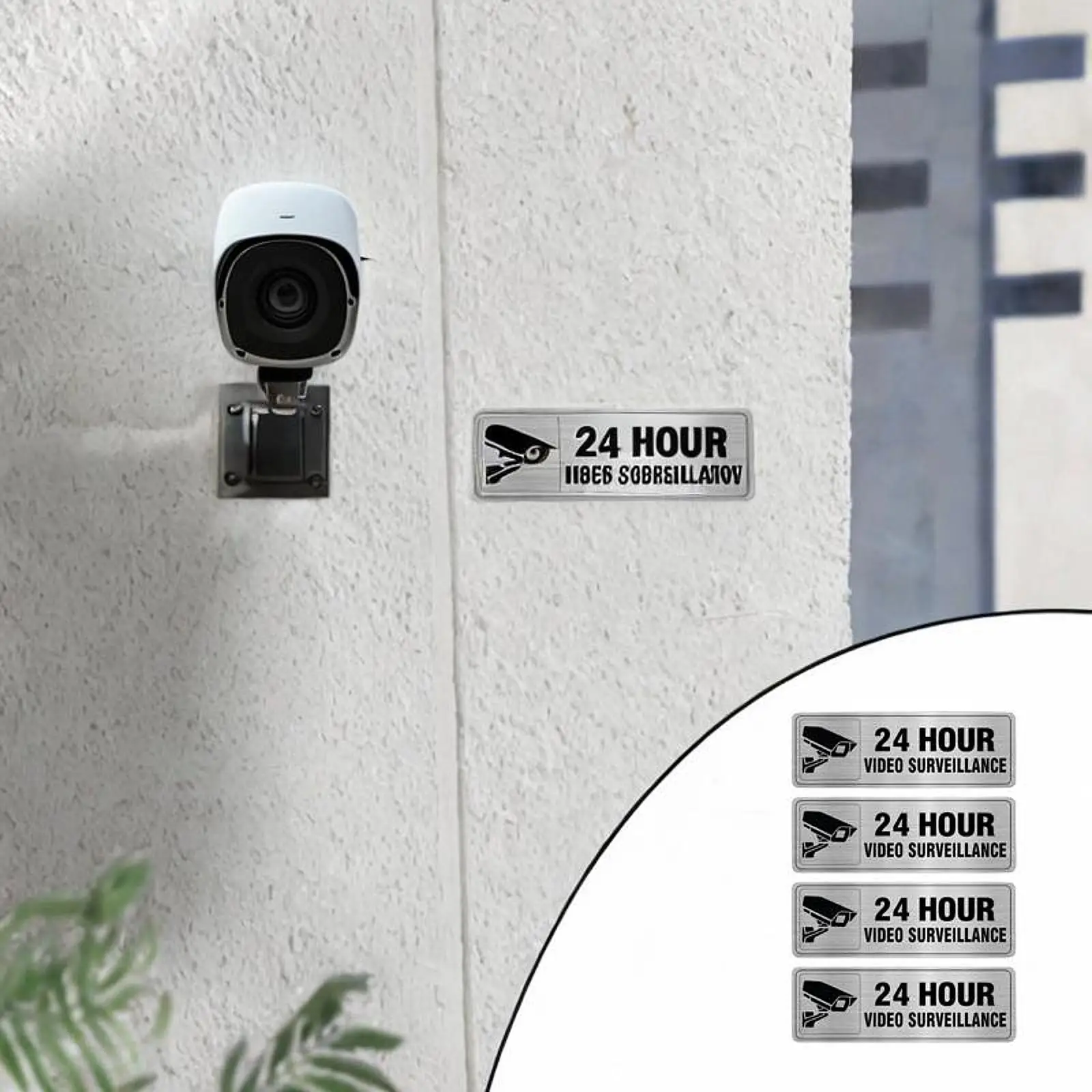 4x Video Surveillance Sign Monitored Signs Plaque Easy to Recognize Door Wall