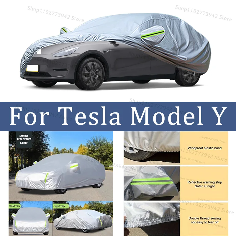

For Tesla Model Y Car Cover Car Waterproof All Weather Automobiles Full Exterior Covers - Sun-proof Outdoor Anti scratch