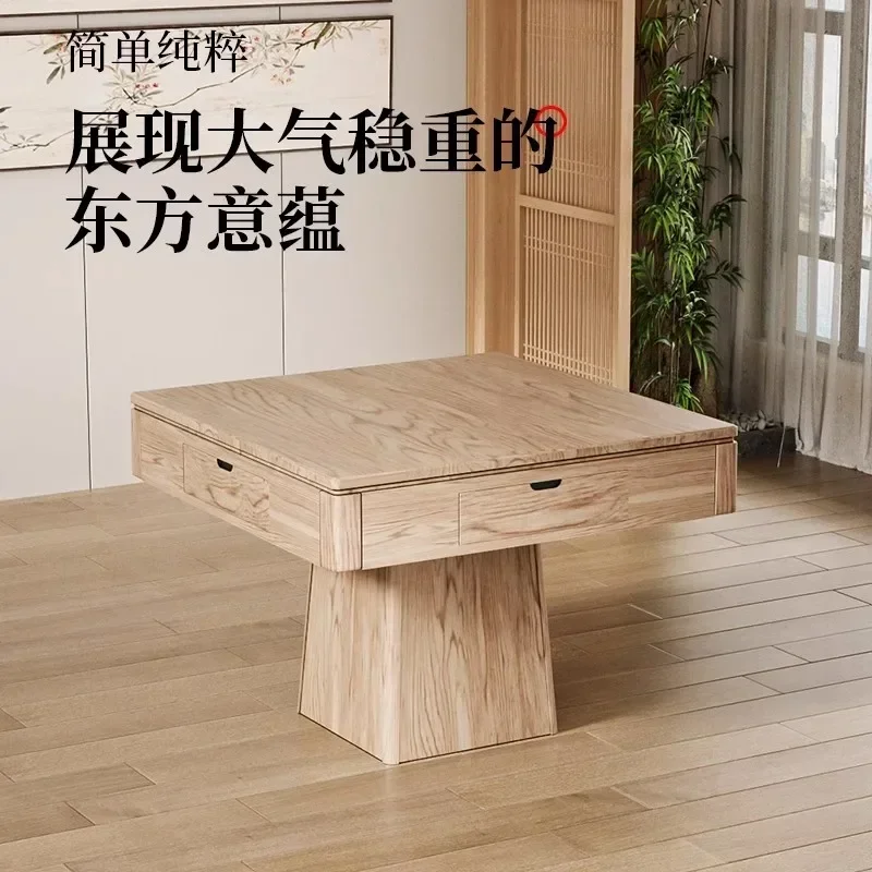 

ltSolid mahjong table, dining table, dual-purpose mahjong machine, automatic silent coffee table, one-piece log wind