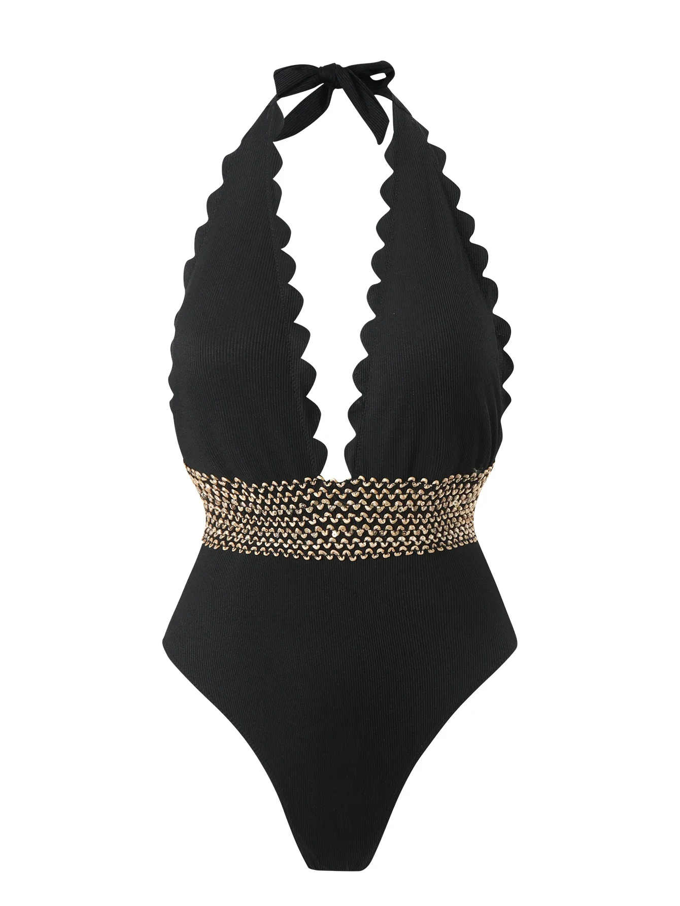 Traje de baño para mujer Control de barriga Halter Sexy Cuello en V profundo Push Up Bikinis Sin espalda Traje de baño de una pieza para mujer Trajes de baño