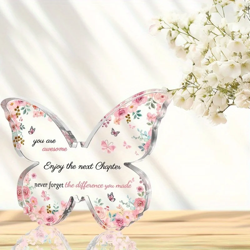 لوحة فراشة أكريليك "تقاعد سعيد" - هدية التقاعد للسيدات والزميل هدية شكرًا لك