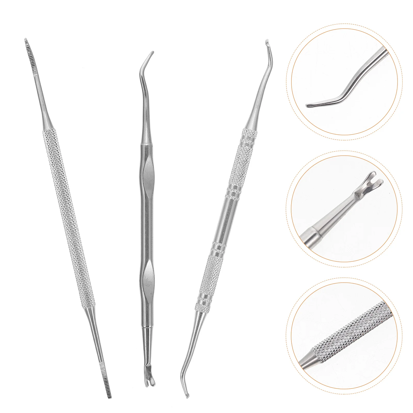 

3 Pcs Manicure Nail Remover Ingrown Toenail Treatment Tool Stainless Steel Cleaner Sidewall Kits