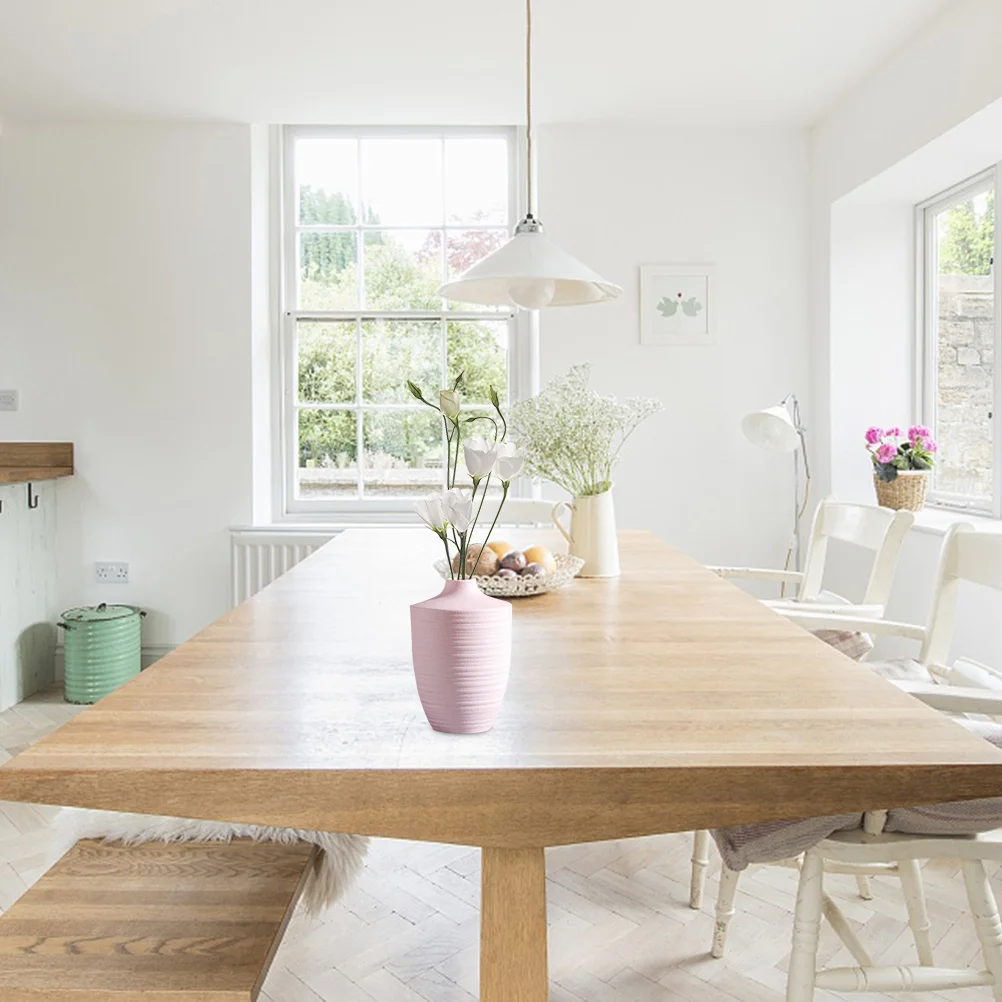 

Ceramic Flower Vase Small Size Lightweight Frosted Finish Stable Flat Bottom for Home Bedroom Living Room Desk Decor Artificial