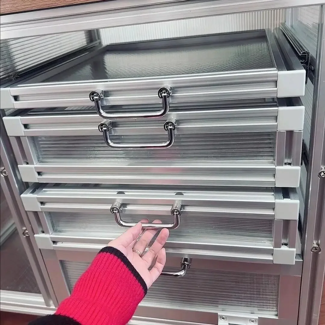 Industrial wind marine board modern aluminum profile acrylic coffee workbench locker floor side cabinet