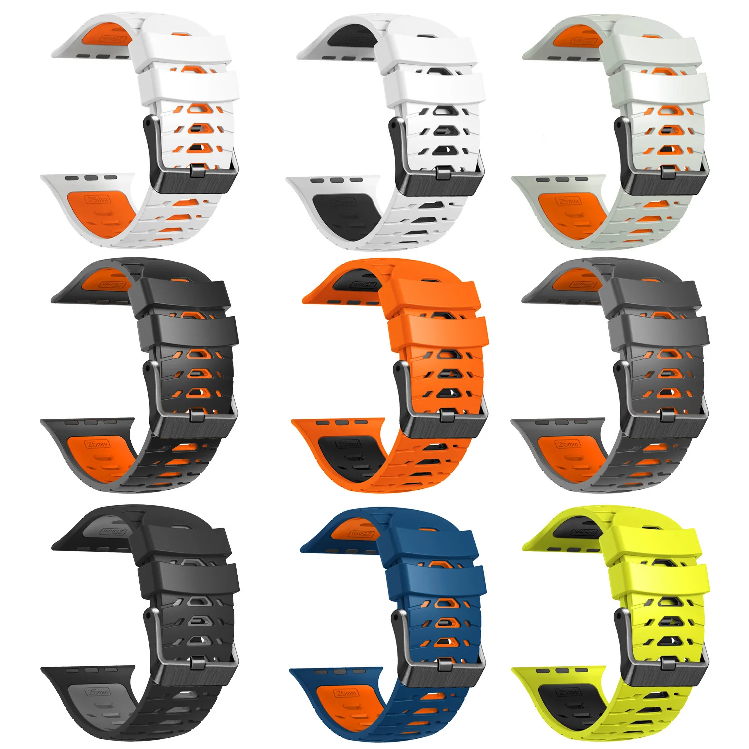 Sport Silicone Strap for Apple Watch band 45mm 44mm 49mm 42mm Metal belt Bracelet iWatch series 9 8 7 6 3 5 se Ultra 2 Accessory