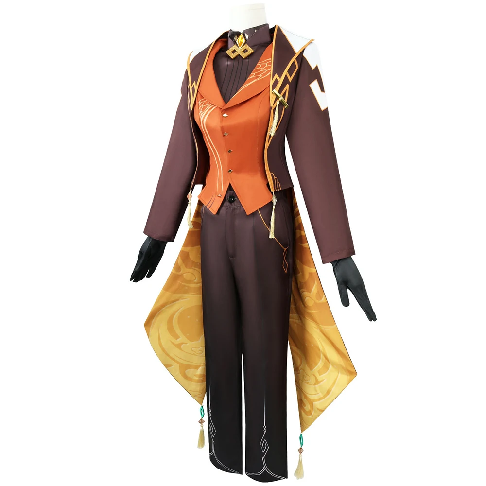 Jogo Genshin Impact Zhongli Cosplay Traje, Concerto Anime Trajes de Halloween para homens e mulheres, Zhong Li Cosplay Uniforme, Peruca