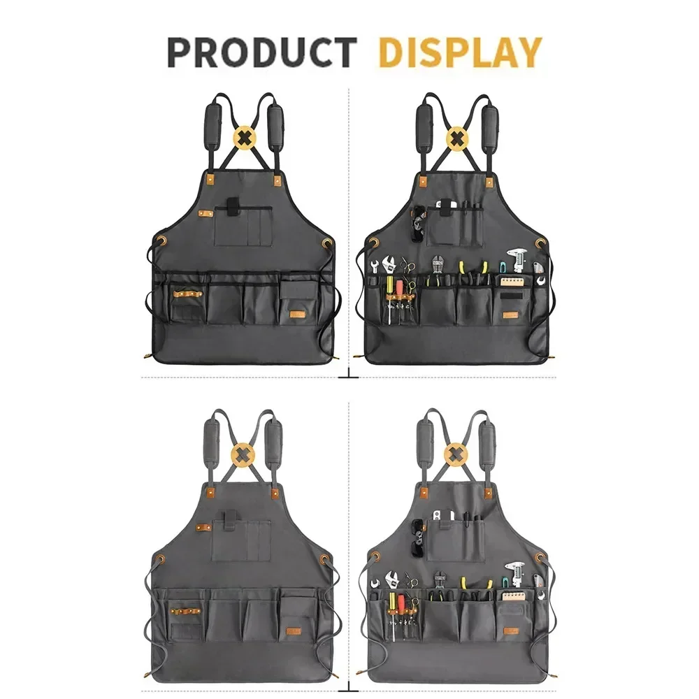 2024 Woodworking Waterproof Waxed Unisex Heavy Duty Durable Goods Canvas Work Apron modern Tools Storage