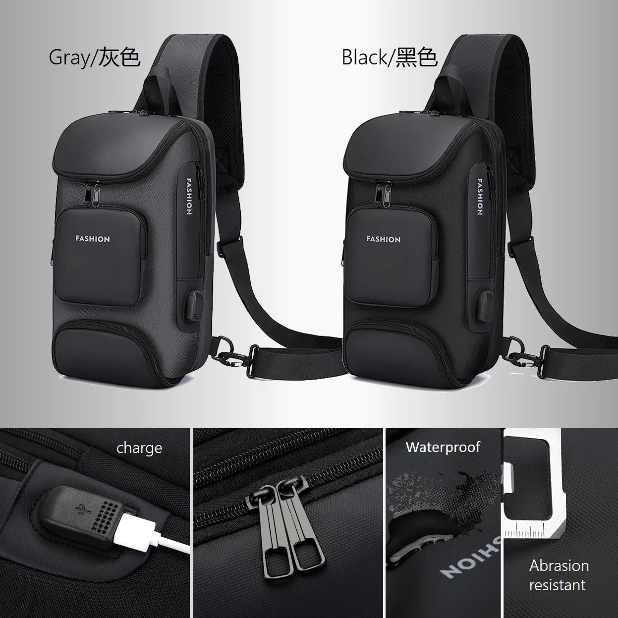 Men Designer High Quality Luxury Factory Wholesale Fashion Anti Theft Men Custom Waterproof Shoulder Crossbody Chest Sling Bag