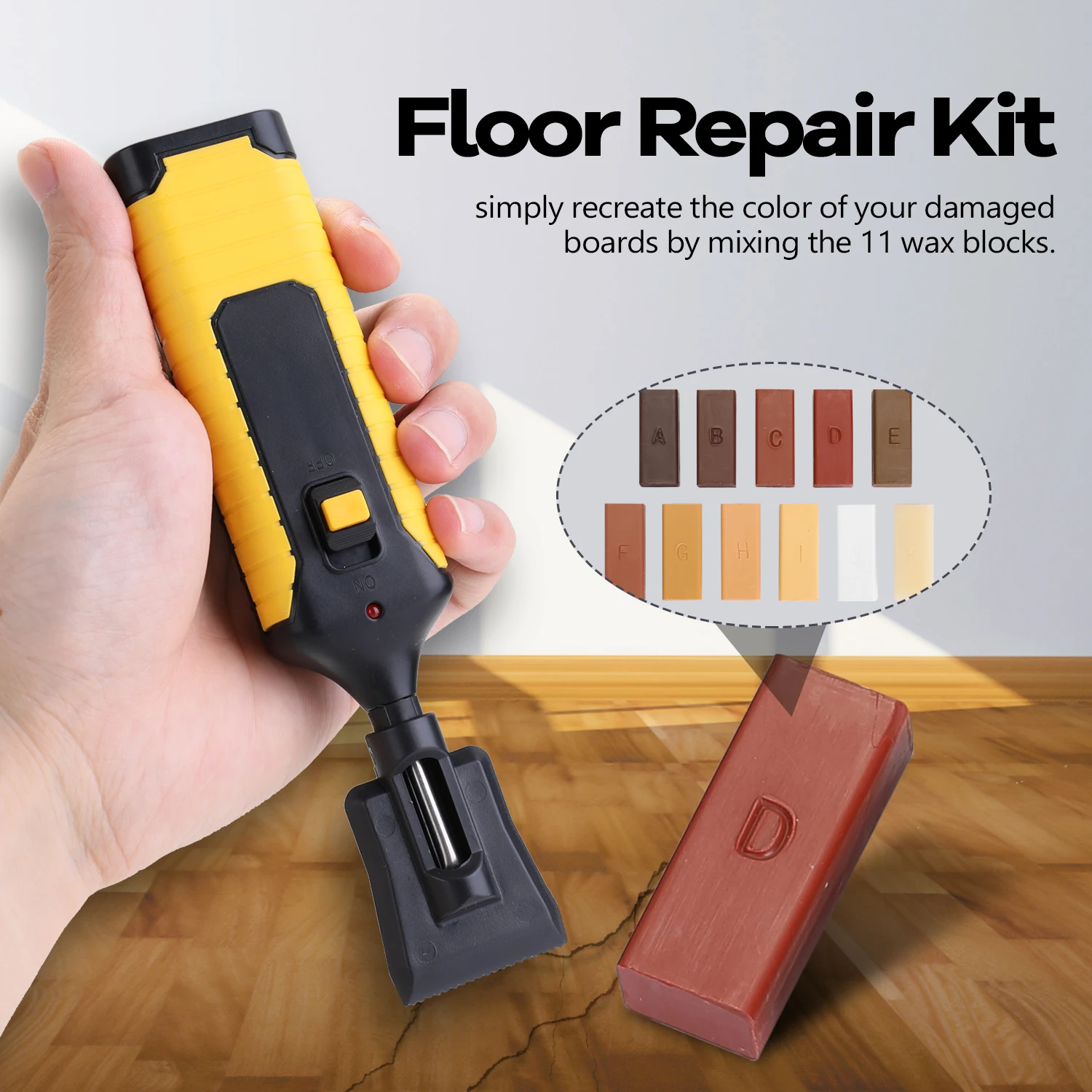 Kit de reparo de piso de azulejo laminado, kit de reparo de laminado, sistema de cera, bancada, revestimento resistente, chips, arranhões, reparo de piso