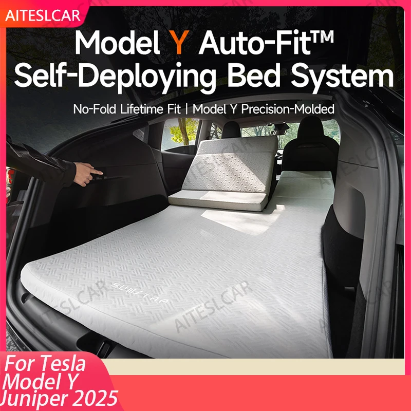 AITESLCAR Camping Mattress For Tesla Model Y Juniper 2025 Memory Sponge Mattress Car Travel Bed Portable In Car Outdoor Camping