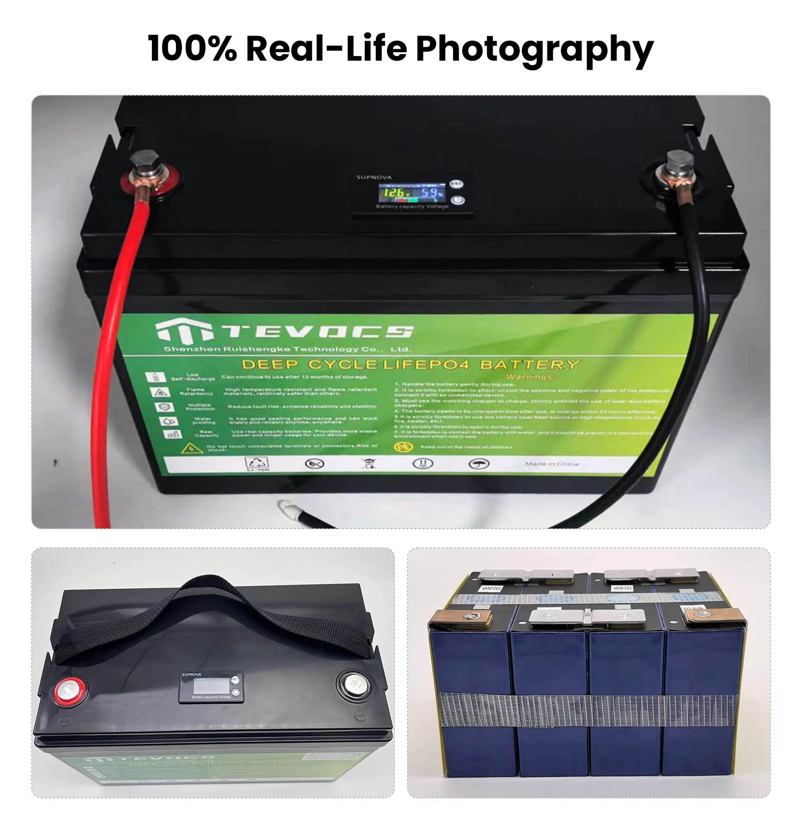 LiFePO4 12V 100Ah LiFePO4 Battery Pack 1280Wh 24V 300Ah 200Ah 150Ah 48V Lithium Grade A 6000+ Cycles RV Boat Solar Battery EU UA