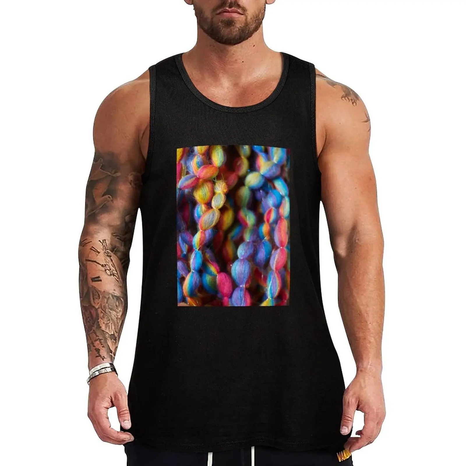 Rainbow Yarn Tank Top No Wrinkle Tank Top Casual Daily Sleeveless Wear