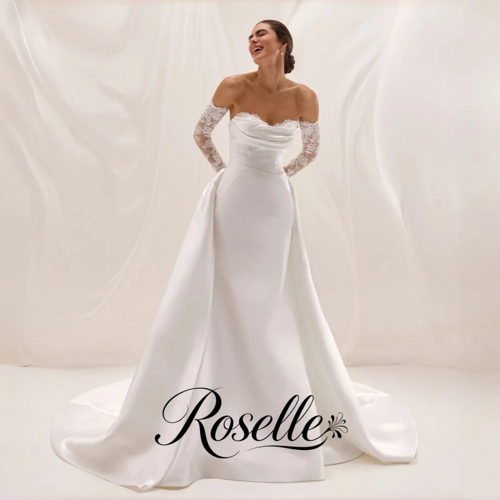 ROSELLE Strapless Detachable Train Sleeveless Mermaid Wedding Dress Sweetheart Open Back 2026 Bridal Customized свадебное платье