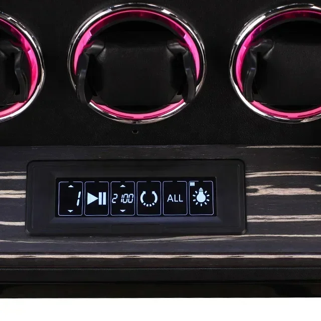 MINEESI Avvolgitore automatico per orologi Sblocco per impronte digitali in legno 2 slot Shaker Scatola di immagazzinaggio per orologi meccanici Cassaforte per touch screen LCD