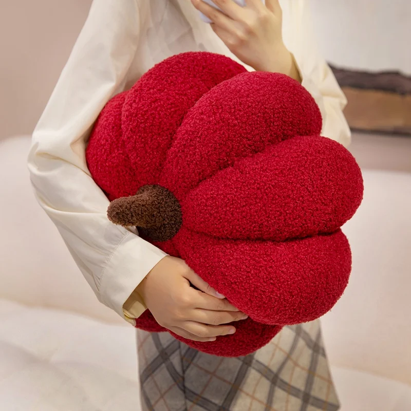 Fluffy Wave Point Pompoen Knuffel Kussen Gevuld Zacht Pompoen Sierkussen Kussen Halloween Thuis Bank Decoratie